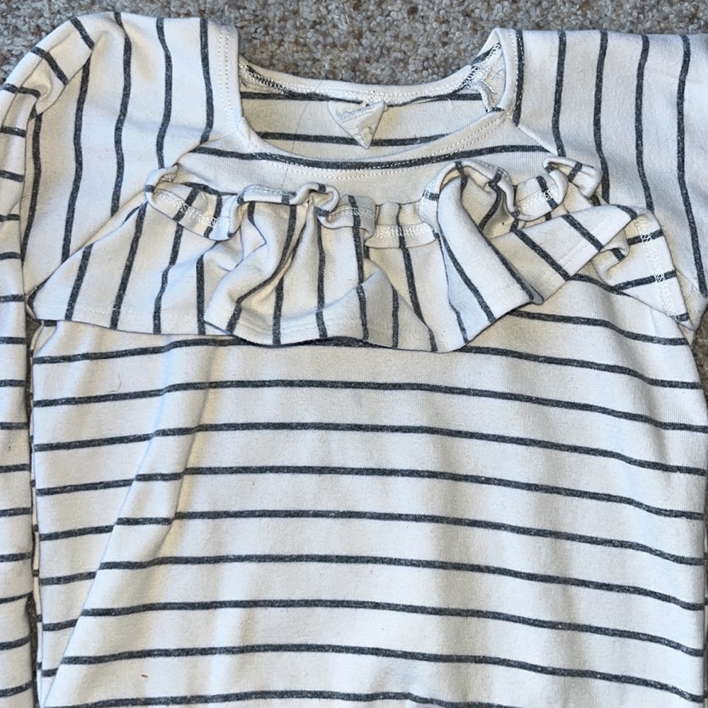 Lulu & Roo Stripe Ruffle Front Top - Picture 2 of 5